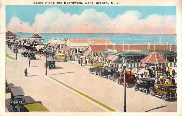 Long Branch New Jersey Along The Boardwalk Street View Antique Postcard K100028