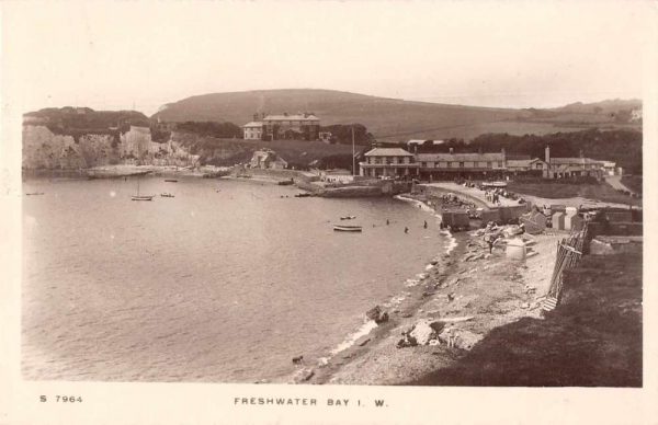 Freshwater Bay Isle of Wight England Birds Eye View Real Photo Postcard J78088