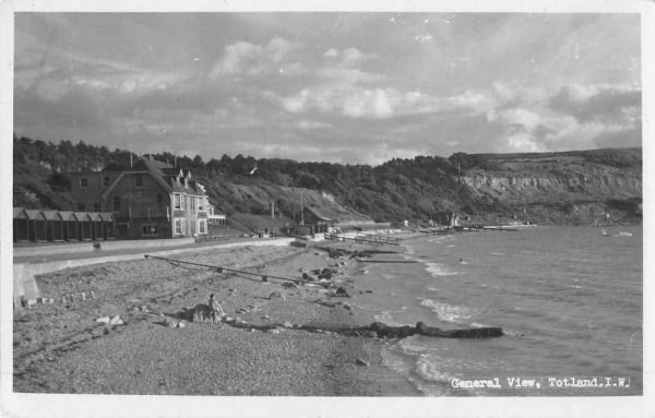 Totland Isle of Wight England Beach Scene Real Photo Antique Postcard J78148