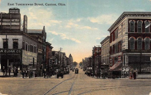 Canton Ohio East Tuscarawas Street Scene Antique Postcard K100496