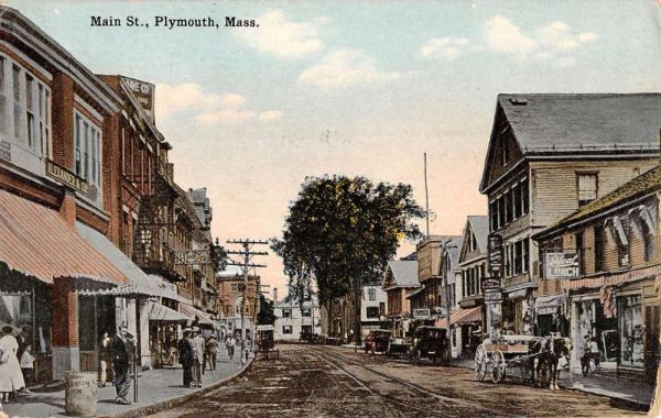 Plymouth Massachusetts Main Street Scene Historic Bldgs Antique Postcard K100713