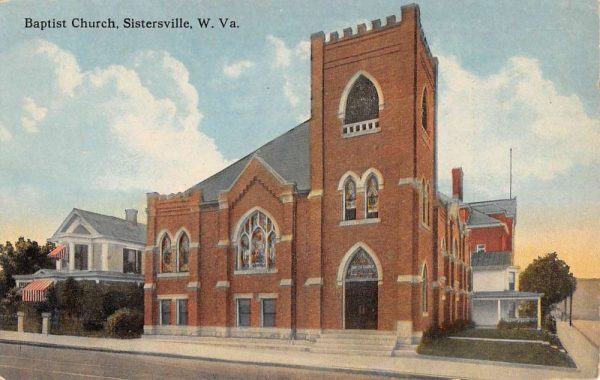 Sistersville West Virginia Baptist Church Street View Antique Postcard K100750