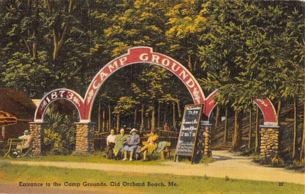 Old Orchard Beach Maine Campground Entrance Street View Antique Postcard K101106