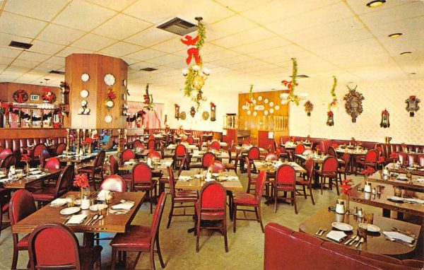 Hollywood California Tick Tock Restaurant Interior Vintage Postcard K101248