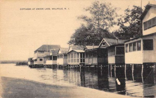 Millville New Jersey Union Lake Cottages Waterfront Antique Postcard K101461