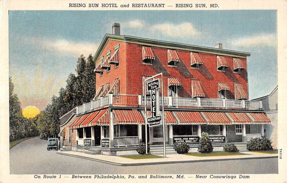 Rising Sun Maryland Hotel And Restaurant Antique Postcard K101462