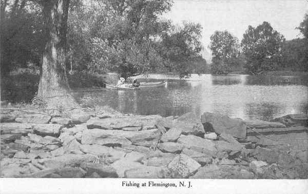 Flemington New Jersey Fishing Scene Waterfront Antique Postcard K101471