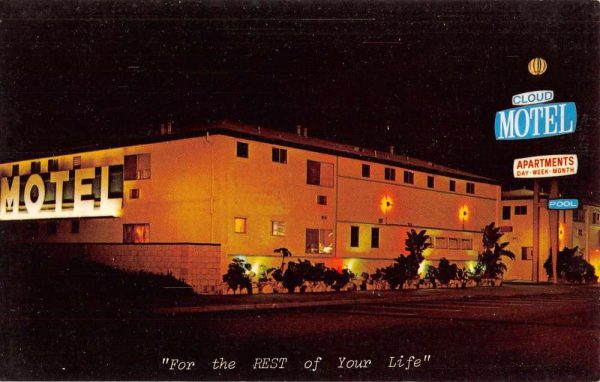 Lakewood California Cloud Motel At Night Vintage Postcard K101512