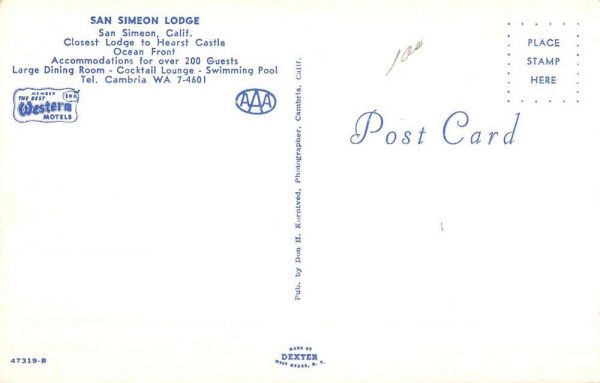 San Simeon California Lodge Multiview Vintage Postcard K101526 - Image 2