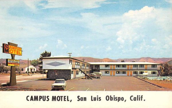 San Luis Obispo California Campus Motel Street View Vintage Postcard K101527