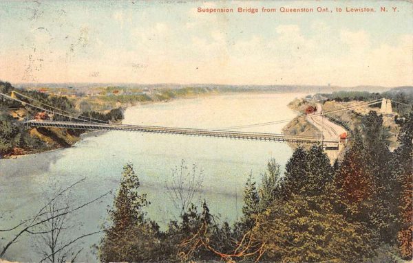 Lewiston New York Suspension Bridge Birdseye View Antique Postcard K101558