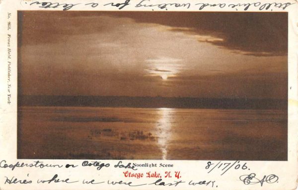 Otsego Lake New York Moonlight Scene Waterfront Antique Postcard K101720