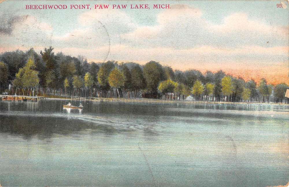 Paw Paw Lake Michigan Beechwood Point Waterfront Antique Postcard ...