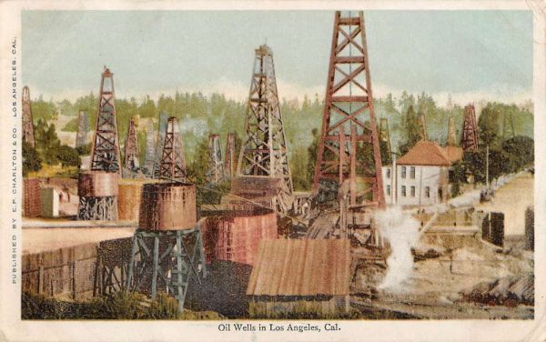 Los Angeles California Oil Wells Industrial View Antique Postcard K101820