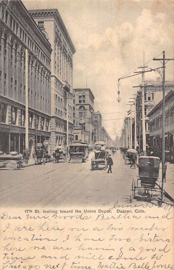 Denver Colorado Union Depot 17th Street Antique Postcard K101824