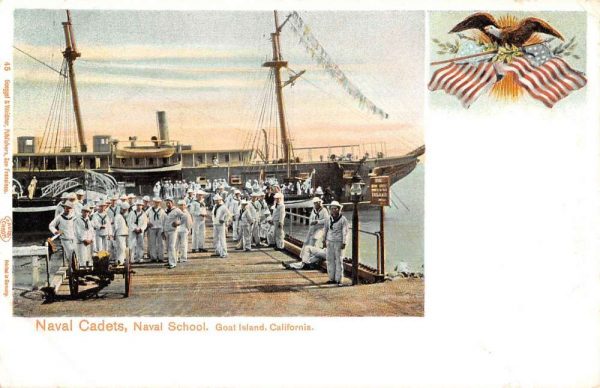 Goat Island California Naval Cadets School Antique Postcard K101997