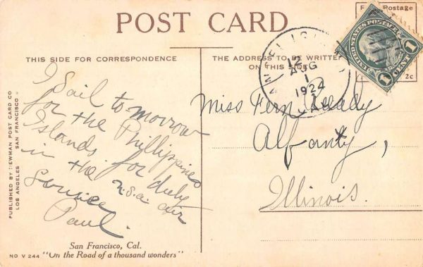 San Francisco California Steamer Ship Mongolia Boat Antique Postcard K102024 - Image 2