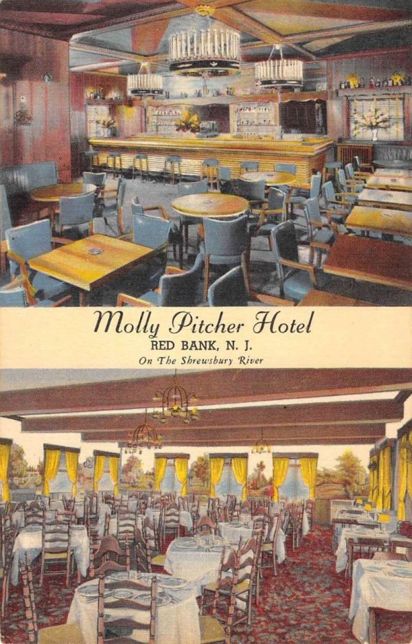 Red Bank New Jersey Molly Pitcher Hotel Multiview Antique Postcard K102050