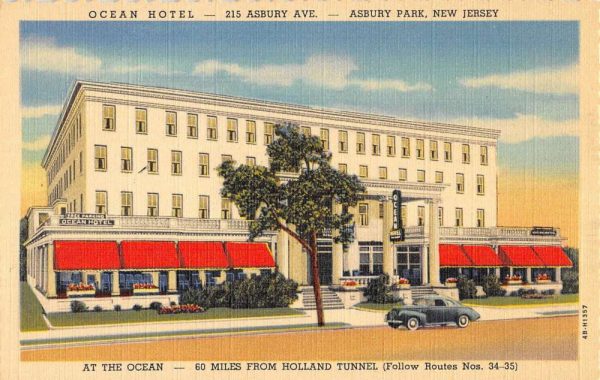 Asbury Park New Jersey Ocean Hotel Street View Antique Postcard K102052