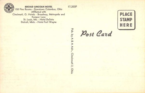 Columbus Ohio Hotel Broad Lincoln Multiview Antique Postcard K102064 - Image 2