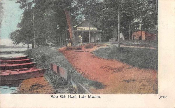 Rochester Indiana Lake Manitou West Side Hotel Antique Postcard J78794