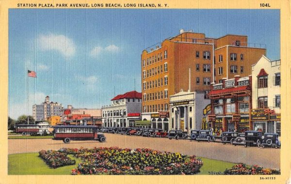 Long Beach New York Station Plaza Park Avenue Antique Postcard K102222