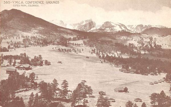 Estes Park Colorado YMCA Conference Grounds Aerial View Antique Postcard J78968