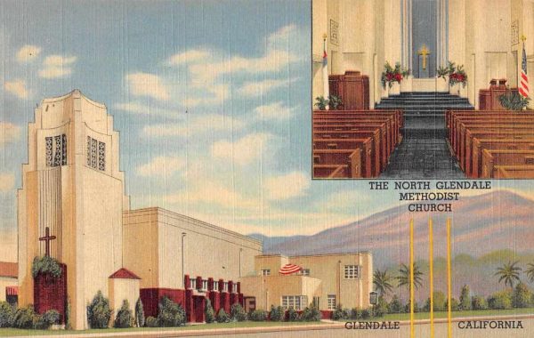 Glendale California Methodist Church Linen Antique Postcard J78982