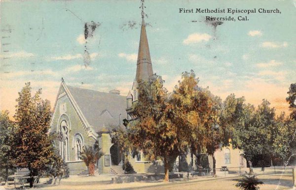 Riverside California First Methodist Episcopal Church Antique Postcard J78983