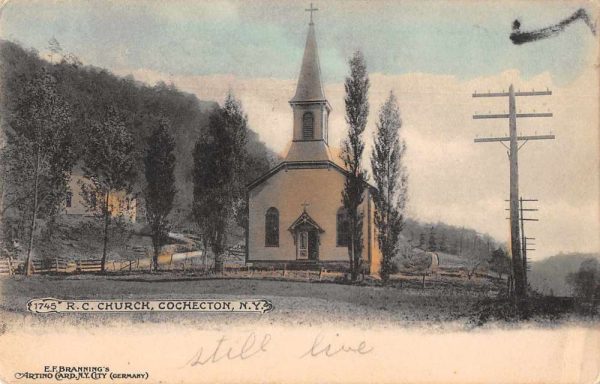 Cochecton New York RC Church Exterior Antique Postcard J78998