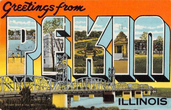 Pekin Illinois Greetings From scenic views large letter antique pc Z49802