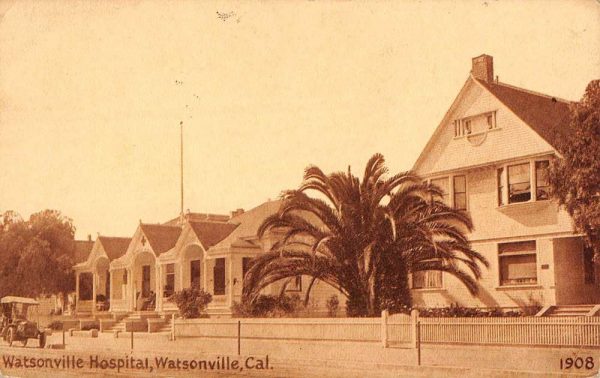 Watsonville California Hospital Street View Antique Postcard K102360