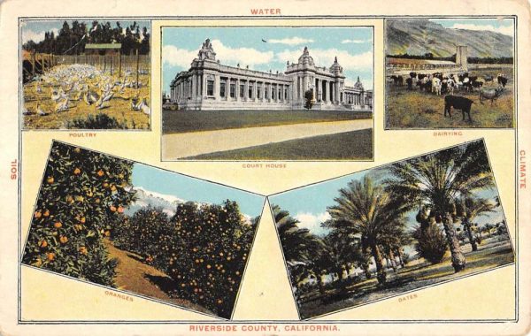 Riverside County California Scenic Multiview Antique Postcard K102485