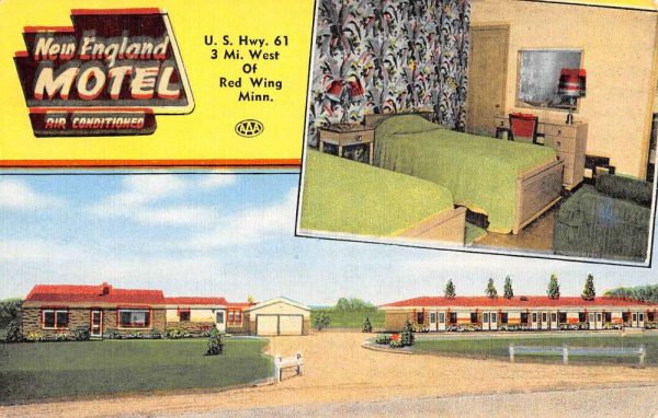 Red Wing Minnesota New England Motel Multiview Antique Postcard K102562