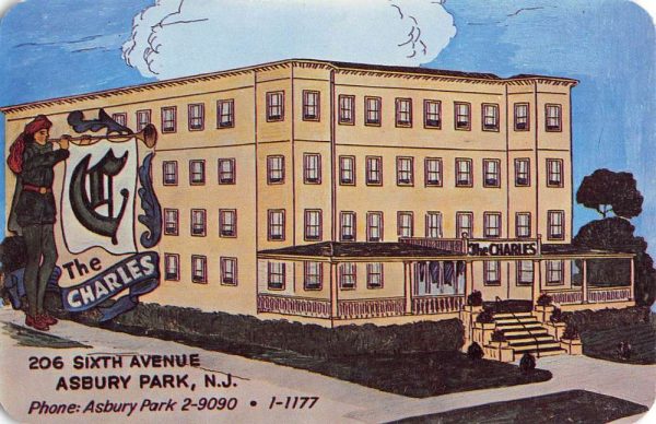 Asbury Park New Jersey Hotel Charles Street View Vintage Postcard K102588