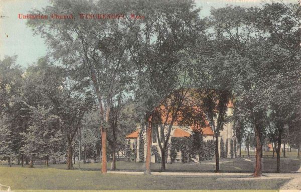 Winchendon Massachusetts Unitarian Church Street View Antique Postcard K102662