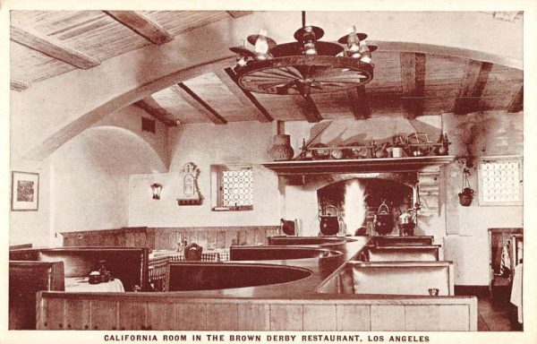 Los Angeles California Brown Derby Restaurant Interior Antique Postcard K102687