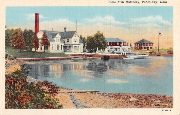 Put In Bay Ohio State Fish Hatchery Waterfront Antique Postcard K102749