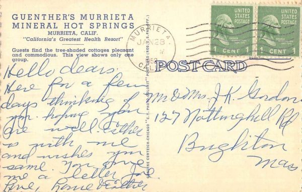 Murrieta Hot Springs California Modern Cottages Antique Postcard K102798 - Image 2