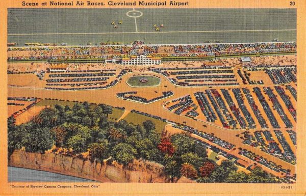 Cleveland Ohio Municipal Airport Birdseye View Antique Postcard K102841