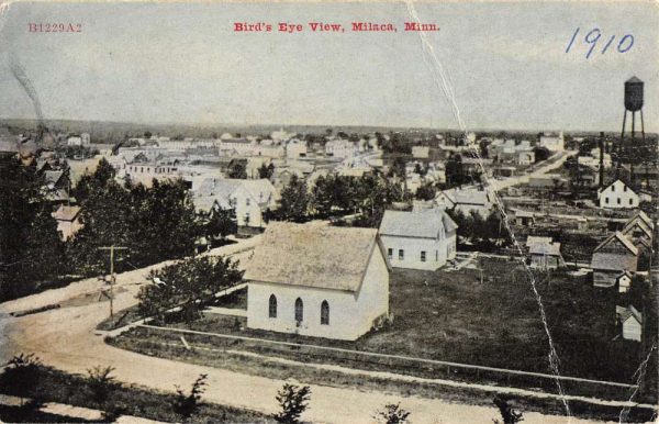 Milaca Minnesota Birdseye View Of City Antique Postcard K103025