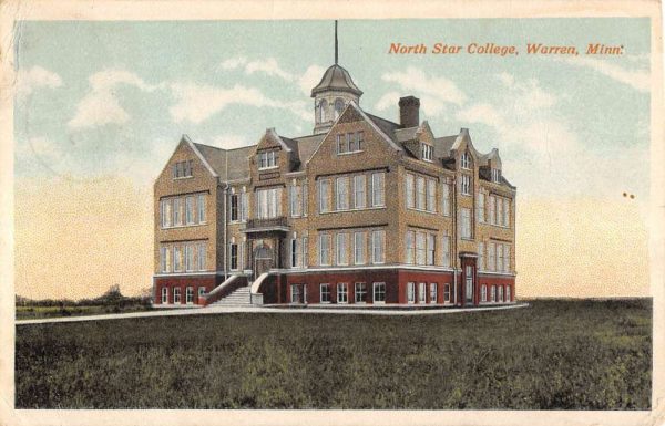 Warren Minnesota North Star College Street View Antique Postcard K103048