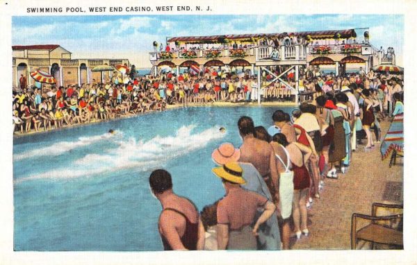 West End New Jersey Casino Swimming Pool Antique Postcard K103150