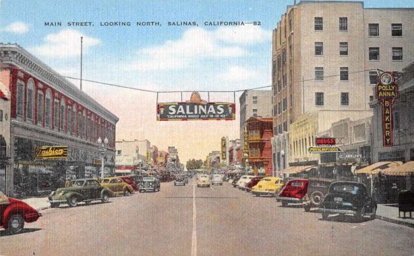 Salinas California Main Street Looking North Antique Postcard J79131