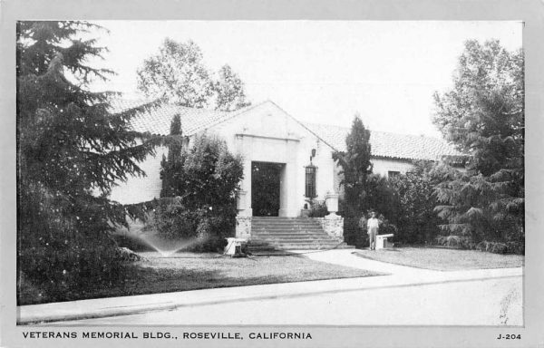 Roseville California Veterans Memorial Building Antique Postcard J79168