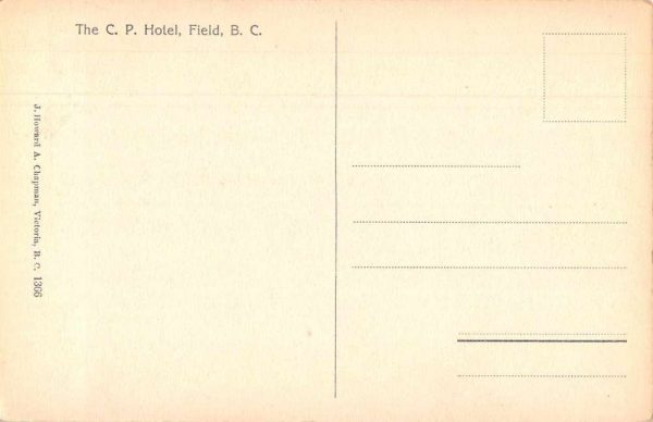 Field British Columbia Canada The CP Hotel Exterior Antique Postcard J79255 - Image 2