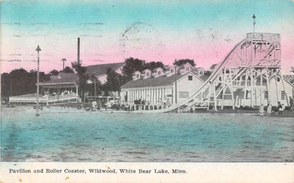 White Bear Lake Minnesota Pavilion Roller Coaster Antique Postcard K103186