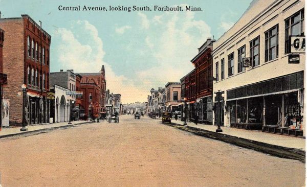 Faribault Minnesota Central Avenue Looking South Antique Postcard K103191