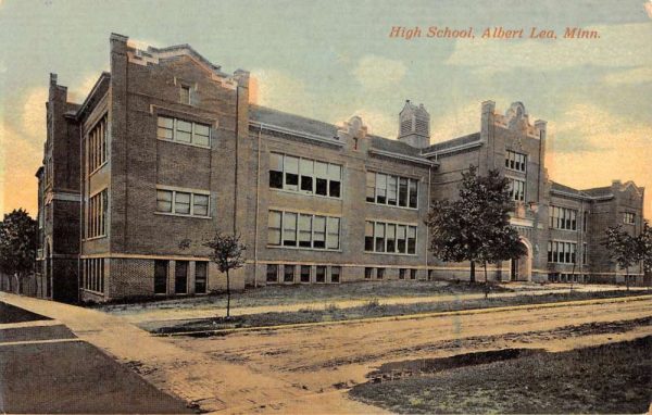 Albert Lea Minnesota High School Street View Antique Postcard K103216