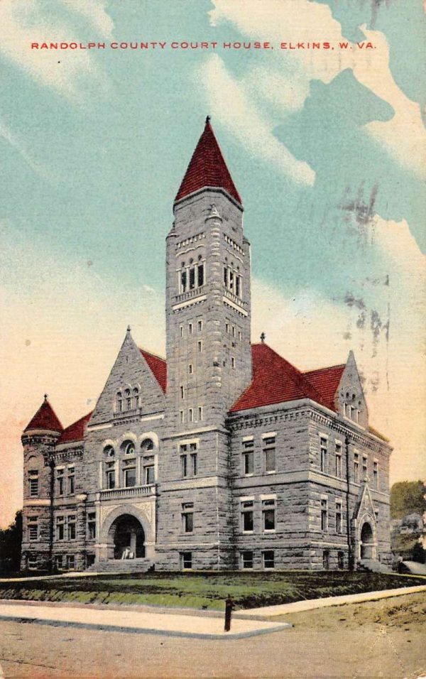 Elkins West Virginia Randolph Court House Street View Antique Postcard K103224